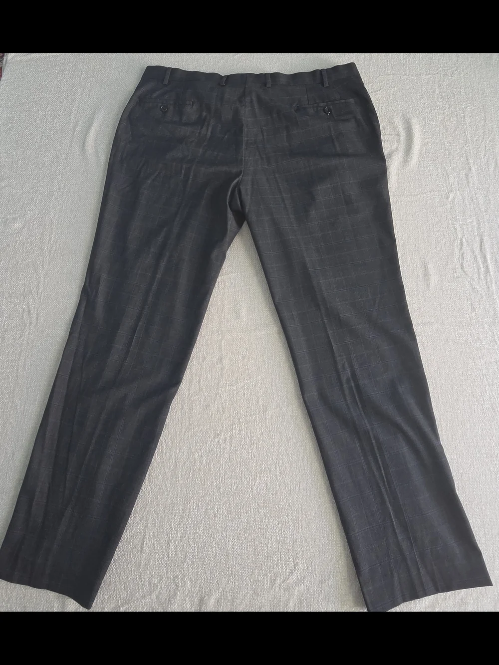 Ralph Lauren Slim Fit Dress Pants 42x30 Gray Windowpane Stretch Flat Front